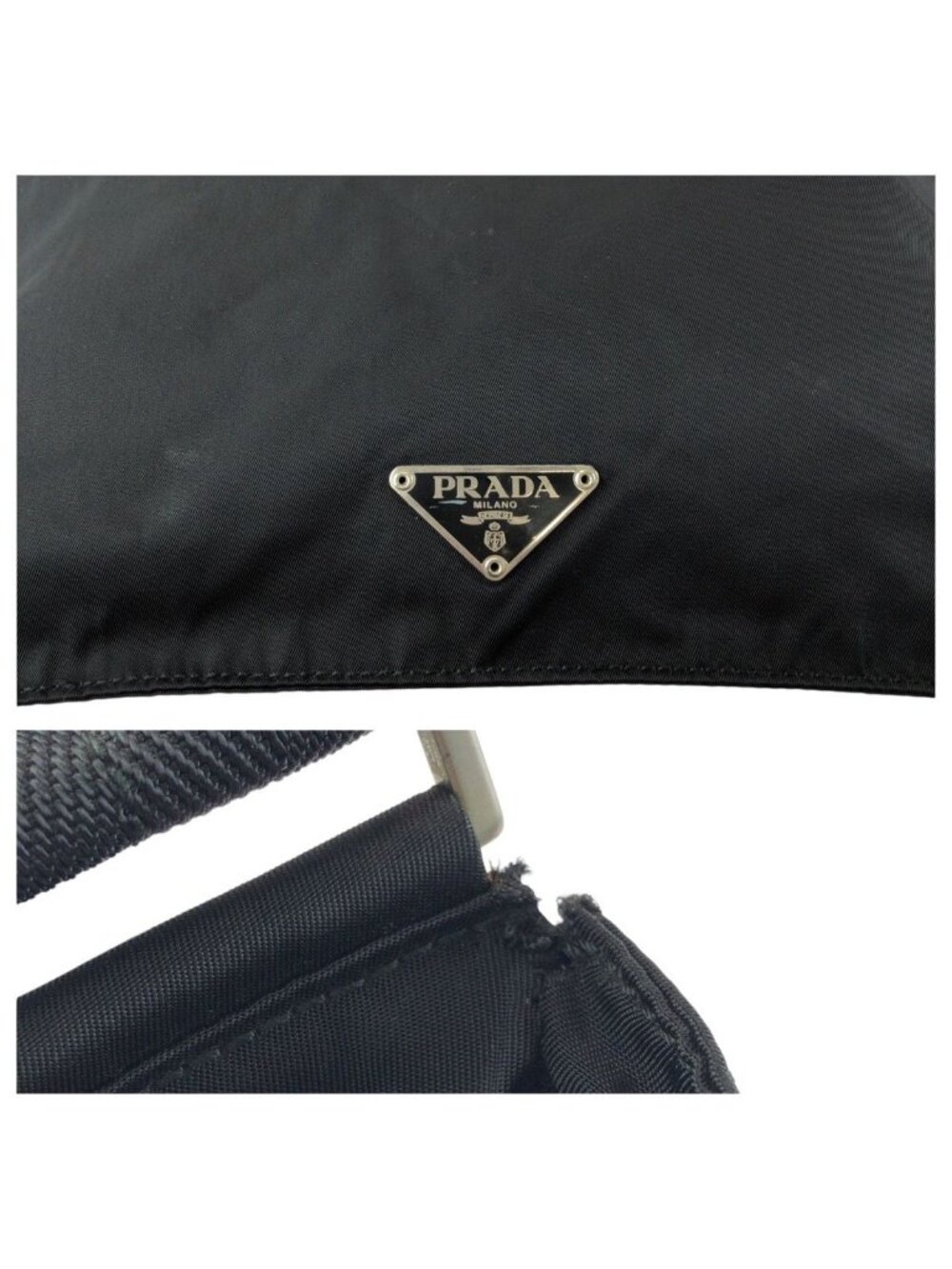 Prada Tessuto Black Silver Nylon Shoulder Bag - Picture 5 of 9